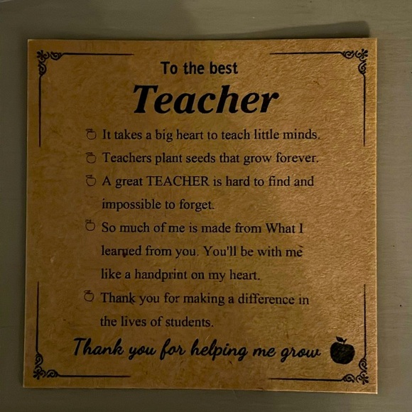 Teacher Appreciation- Pink / Grey Marbled Beaded Bracelet w/ Charm - NWOT - Picture 2 of 4